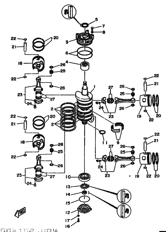 Коленчатый вал & Поршень для Yamaha 115 ETOL