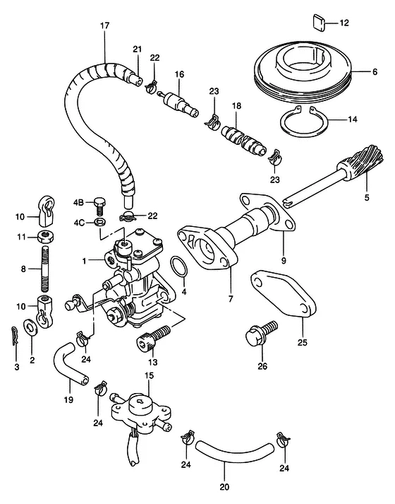 Масляный насос ((TC MODEL:95~00)) для Suzuki DT75 L/UL