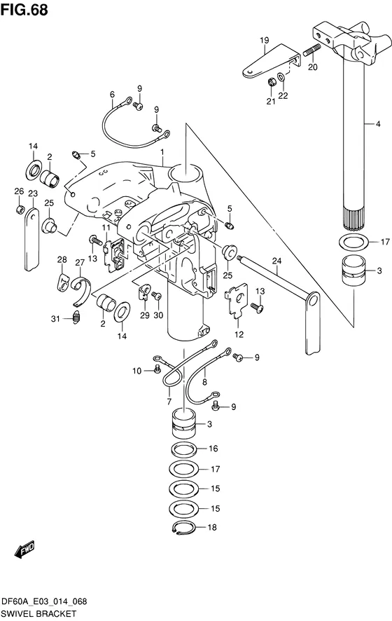 Поворотный кронштейн ((DF60A E03)) для Suzuki DF40A TS/L