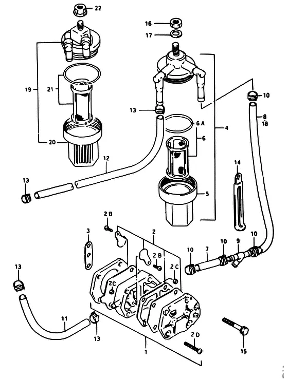 Топливный насос ((DT40C,40TC,40RC,40W,40WR/MODEL:95~99)) для Suzuki DT40 WS/L/LL/L2/UL; WRS/L/LL/L2/UL; WKS/L/LL/L2/UL; WKRS/L/LL/L2/UL