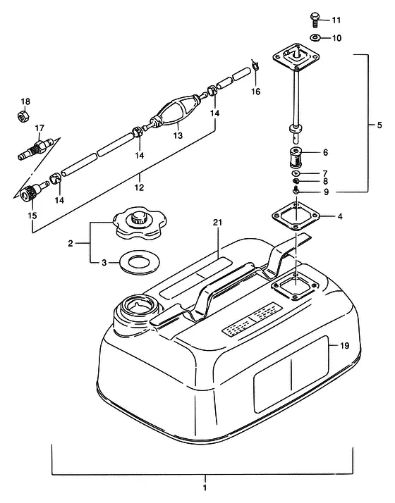 Топливный бак ((MODEL:88~92/E28)) для Suzuki DT5 S/L