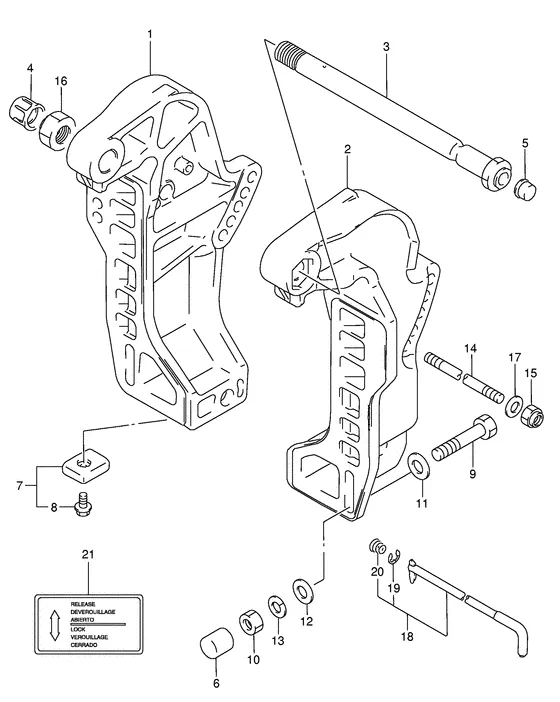 Зажимной кронштейн (Model: 99, 00) для Suzuki DF40 QHS/L; TS/L