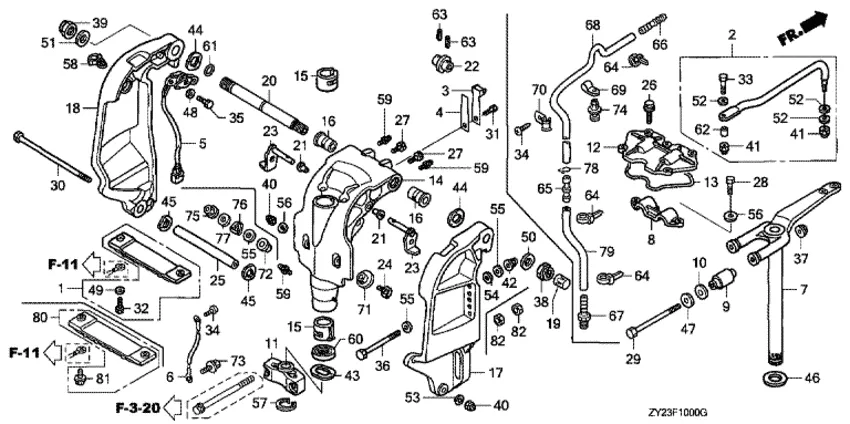 Транцевый кронштейн и поворотный корпус для Honda 200