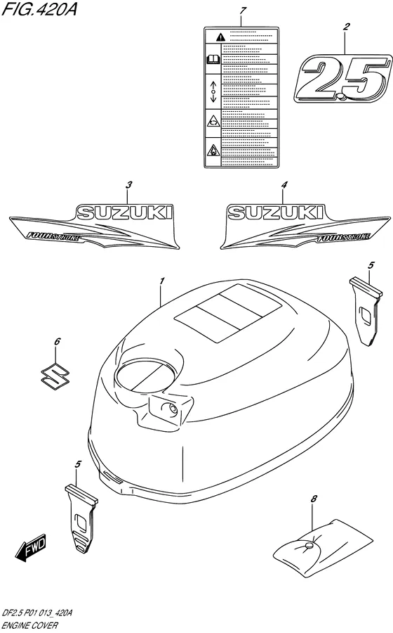 Крышка двигателя для Suzuki DF2.5 S