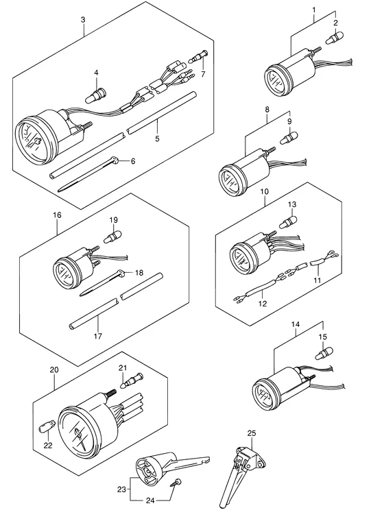 Опция: счетчик ((MODEL:05~07)) для Suzuki DF25 S/L; RS/L; QS/L; TS/L
