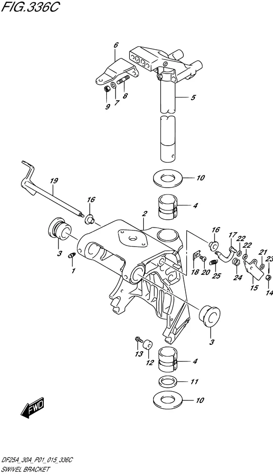 Поворотный кронштейн ((DF25AT P01)) для Suzuki DF25A S/L; RS/L; TS/L; THS/L