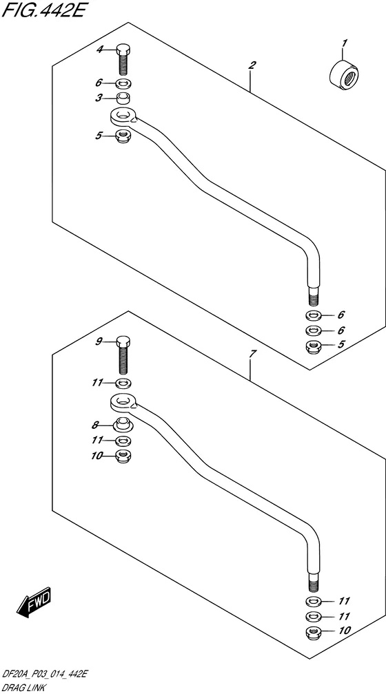Продольная рулевая тяга ((DF20AT P03)) для Suzuki DF9.9B S/L; RS/L; TS/L