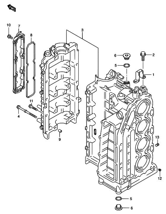 Блок цилиндров в сборе для Suzuki DF140 (Z)TL/X; W(Z)TL/X