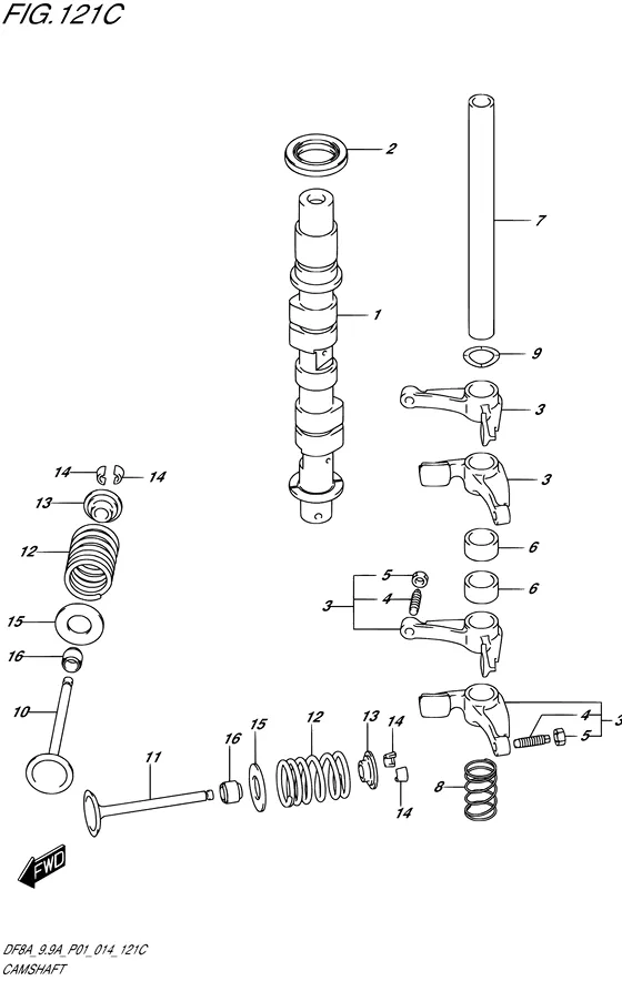 Распредвал ((DF9.9A P01)) для Suzuki DF8A S/L; RS/L