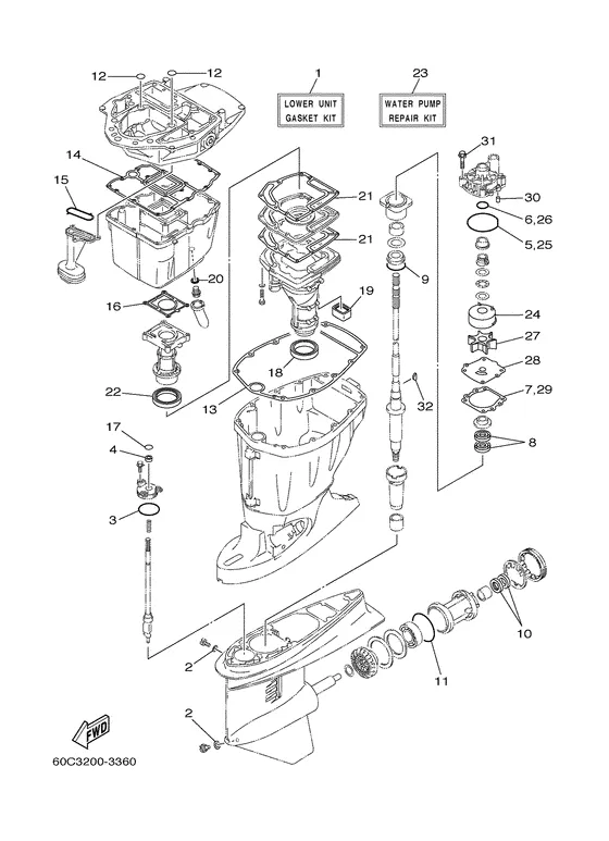 Ремонтный комплект 3 для Yamaha F100 ETL/X