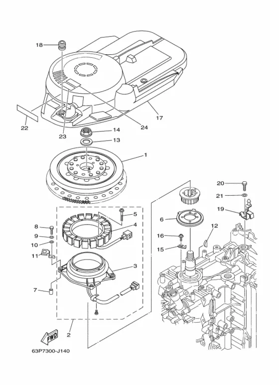 Генератор для Yamaha F150 ETL/X