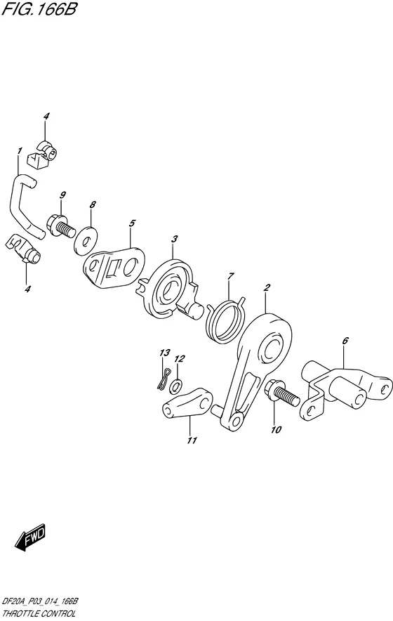 Управление дроссельной заслонкой ((DF9.9BT P03)) для Suzuki DF9.9B S/L; RS/L; TS/L