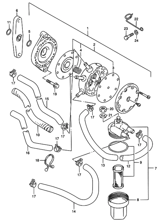 Топливный насос ((DT115TC,MODEL:97~00); NOTE : REFER TO FIG.15(C-8) FOR DT115T/140T,MODEL:97~00 REFER TO FIG.16(C-9) FOR DT115S/DT140EPI (MODEL:97~00)) для Suzuki DT115 L/UL