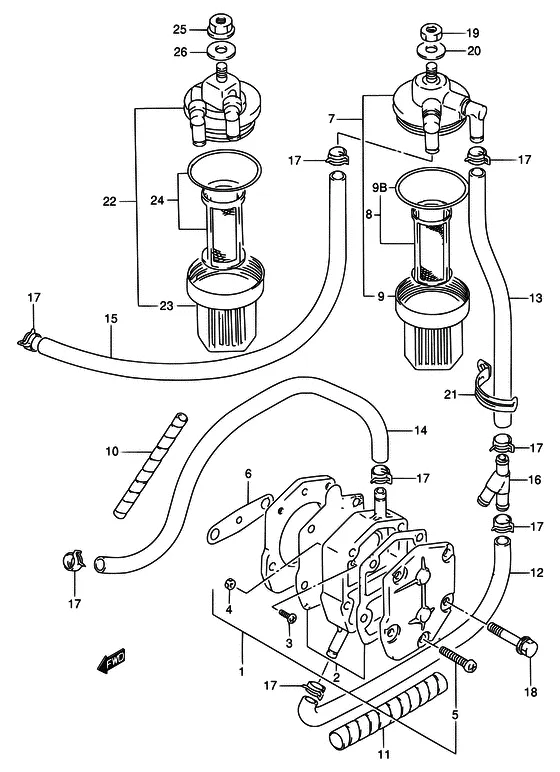 Топливный насос ((MODEL:95~99)) для Suzuki DT55 S/L/LL