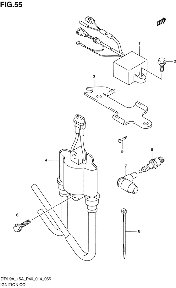 Катушка зажигания ((DT9.9A P40)) для Suzuki DT9.9A S/L; KS/L