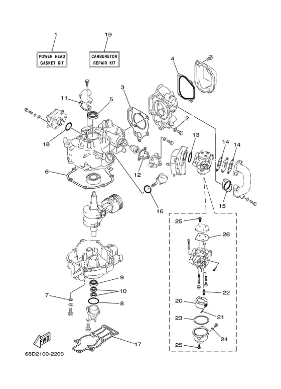 Ремонтный комплект 1 для Yamaha F4 MHS/L