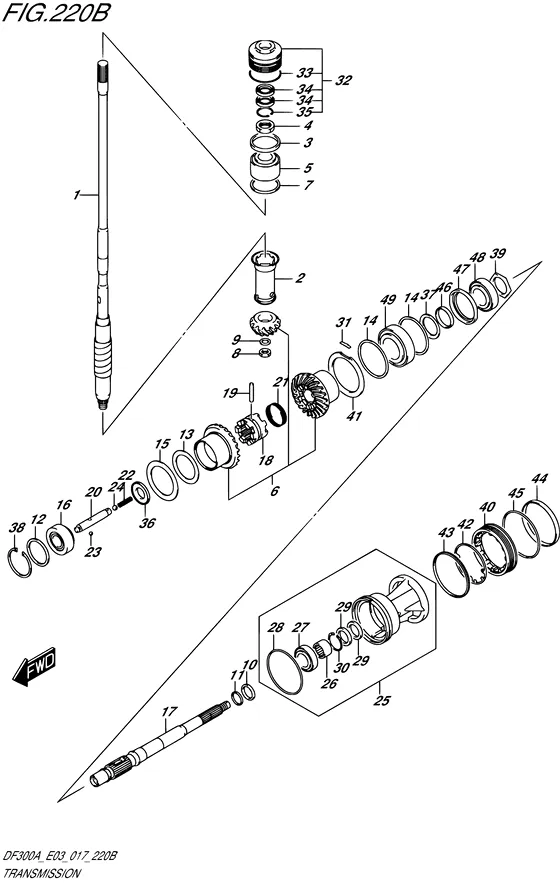 Трансмиссия ((DF250A E03)) для Suzuki DF250A PX/XX