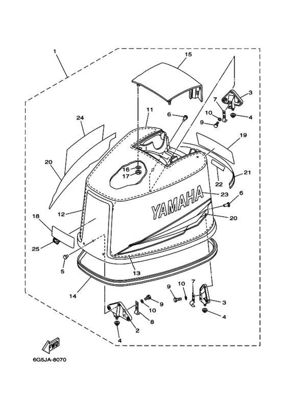 Верхний капот в сборе для Yamaha 200 ETOL/XL