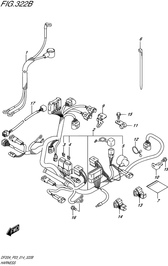 Жгут проводов ((DF9.9BR P03)) для Suzuki DF9.9B S/L; RS/L; TS/L