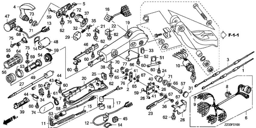 Рукоятка управления (1) для Honda 60