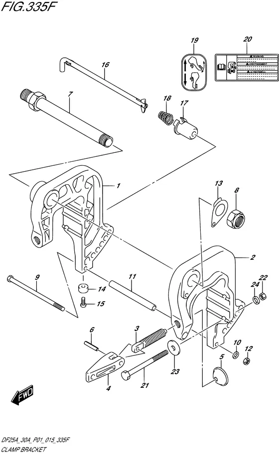 Зажимной кронштейн ((DF30AR P01)) для Suzuki DF25A S/L; RS/L; TS/L; THS/L
