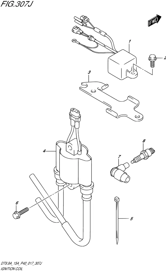 Катушка зажигания ((DT15AK P36)) для Suzuki DT15A S/L; KS/L