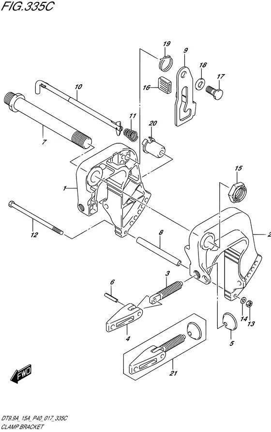 Зажимной кронштейн ((DT9.9A P81)) для Suzuki DT15A S/L; KS/L
