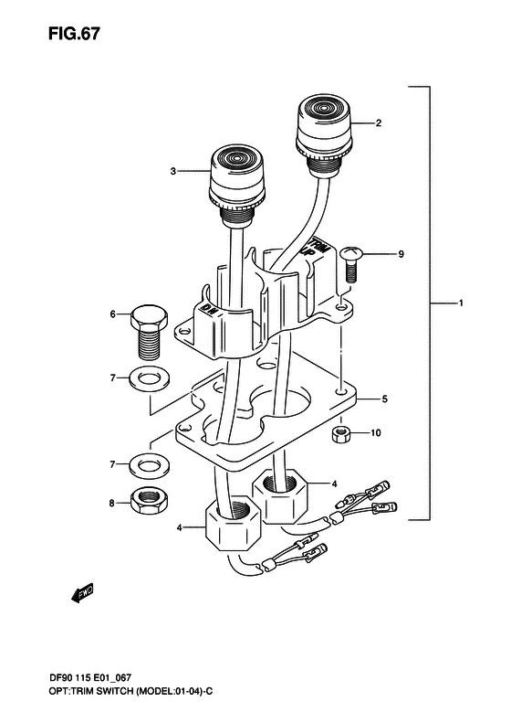 Опция: переключатель системы гидроподъема ((MODEL:01~04)) для Suzuki DF100 TL/X