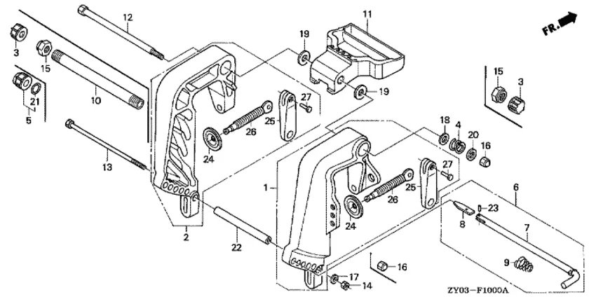 Транцевый кронштейн (1) для Honda 20