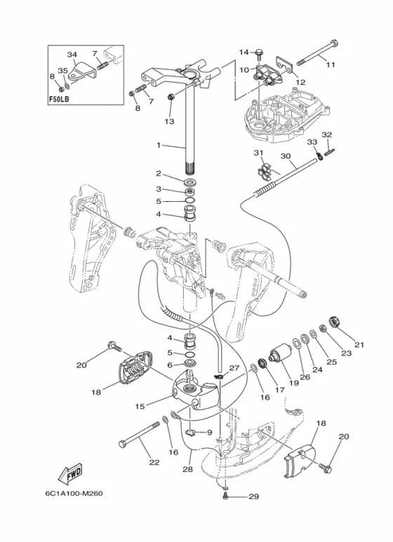 Кронштейн 2 для Yamaha F50 E(D/H/T)L/X