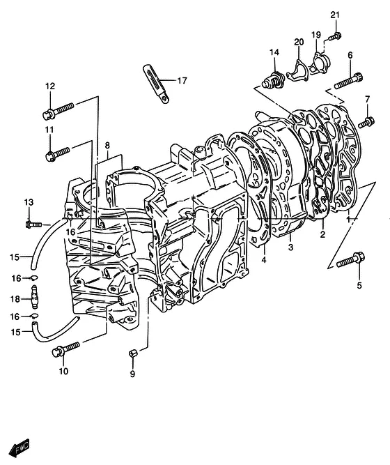 Цилиндр (NOTE : COLOR : 0ED (GRAY) 0EP (BLACK)) для Suzuki DT25 KL