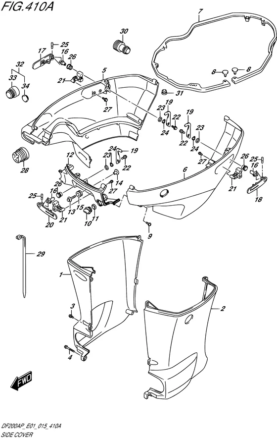 Боковая крышка ((DF200AP E01)) для Suzuki DF200A PL/X