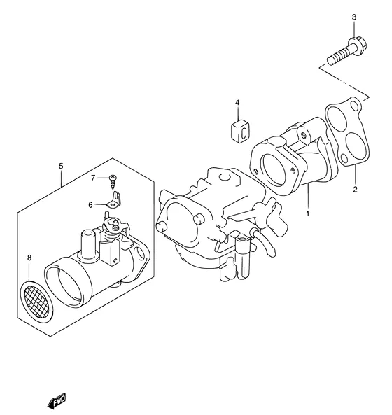 Впускной коллектор (NOTE : REFER TO FIG.10(C- 3) FOR MODEL:05~) для Suzuki DF9.9 S/L; RS/L