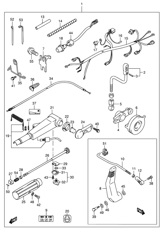Опция: румпель ((MODEL:05~)) для Suzuki DF9.9 S/L; RS/L