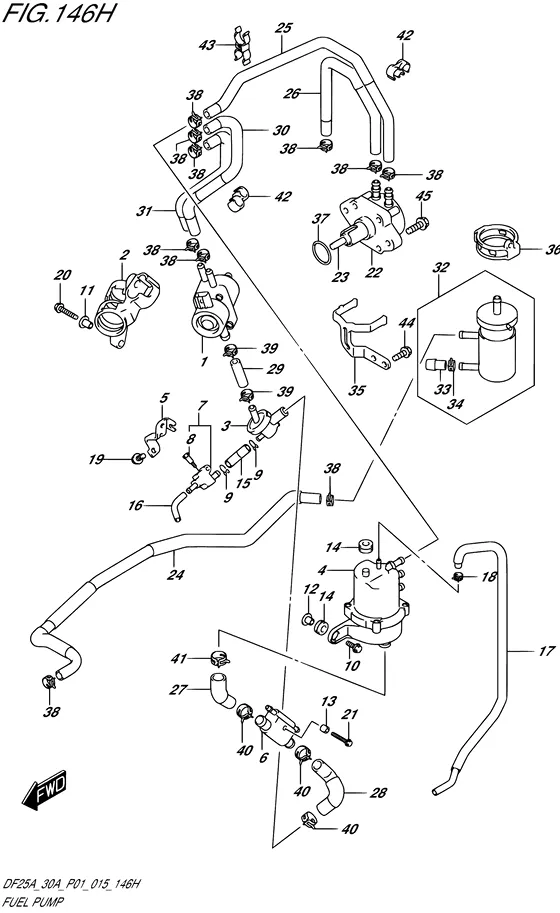 Топливный насос ((DF30ATH P01)) для Suzuki DF25A S/L; RS/L; TS/L; THS/L