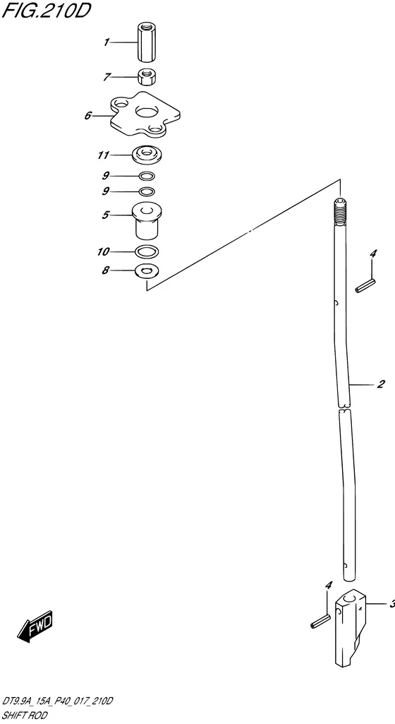Тяга переключения ((DT9.9AK P40)) для Suzuki DT15A S/L; KS/L