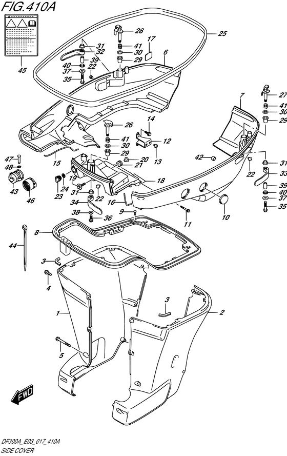 Боковая крышка ((X,XX) (DF300A E03)) для Suzuki DF250A PX/XX
