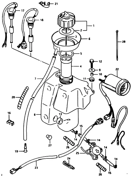 Бак масляный ((DT40C,40TC,40RC)) для Suzuki DT40 WS/L/LL/L2/UL; WRS/L/LL/L2/UL; WKS/L/LL/L2/UL; WKRS/L/LL/L2/UL