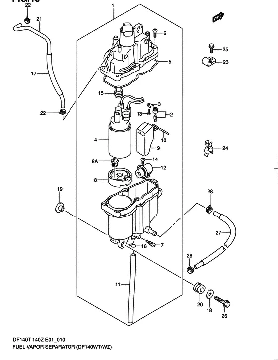 Сепаратор паров топлива ((DF140WT/WZ)) для Suzuki DF140 (Z)TL/X; W(Z)TL/X