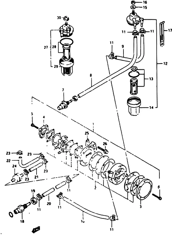 Топливный насос ((DT40WK)) для Suzuki DT40 WS/L/LL/L2/UL; WRS/L/LL/L2/UL; WKS/L/LL/L2/UL; WKRS/L/LL/L2/UL