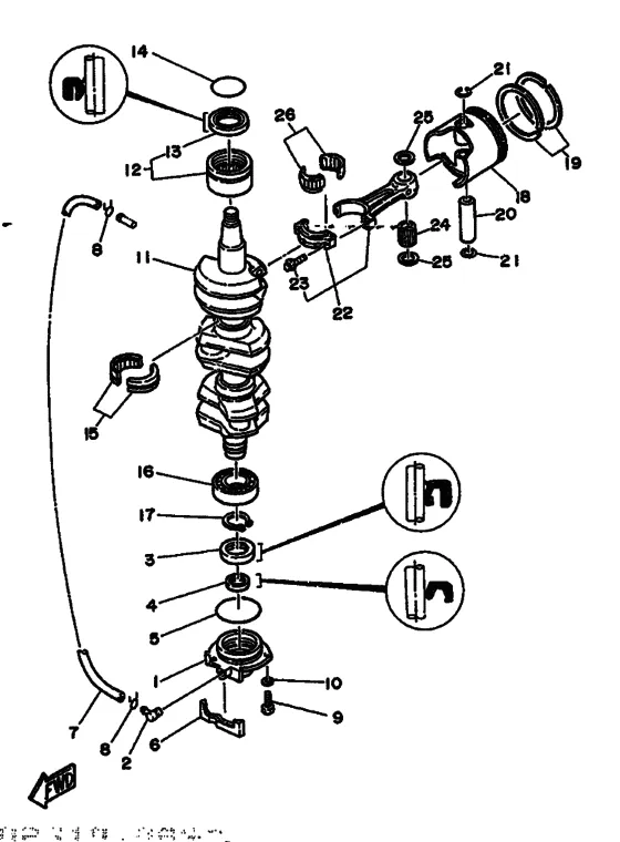 Коленчатый вал & Поршень для Yamaha 75 E(M/H/D/T)L