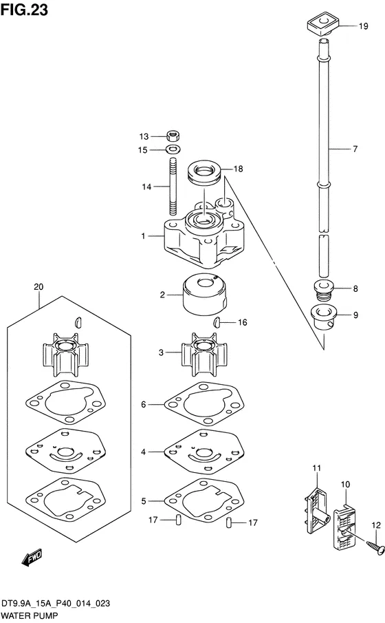 Водяной насос ((DT9.9A P40)) для Suzuki DT9.9A S/L; KS/L