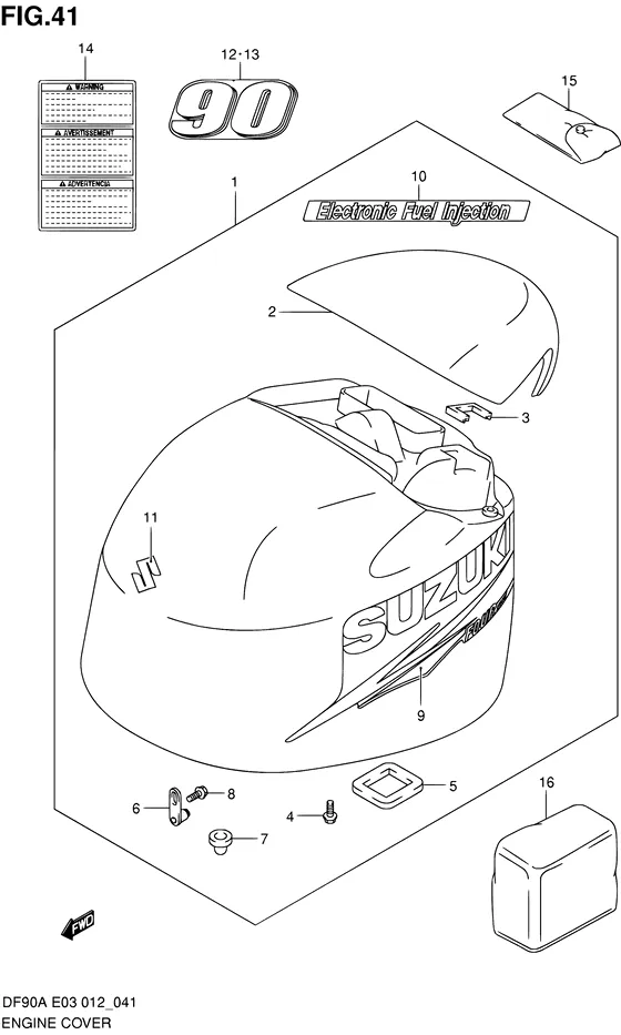Крышка двигателя ((DF90A E03)) для Suzuki DF90A T(H)L/X