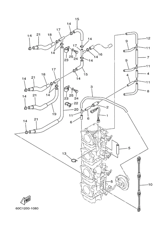 Карбюратор 2 для Yamaha F100 ETL/X