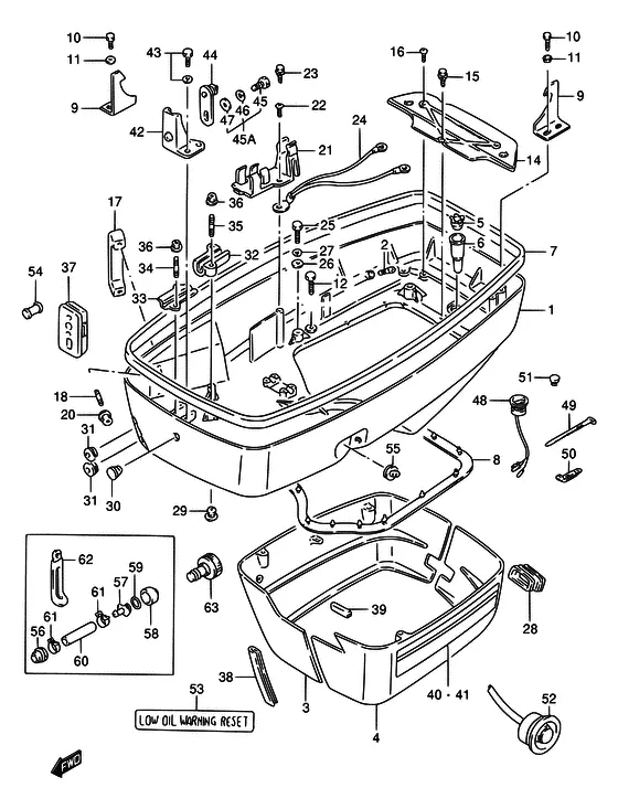 Нижняя крышка (NOTE : COLOR : 0ED (GRAY) REFER TO FIG.56(I-5) FOR DT115Q) для Suzuki DT115 L/UL