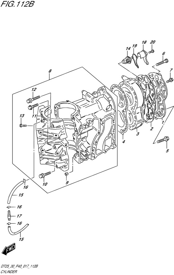 Цилиндр ((DT30 P40)) для Suzuki DT30 S/L; RS/L