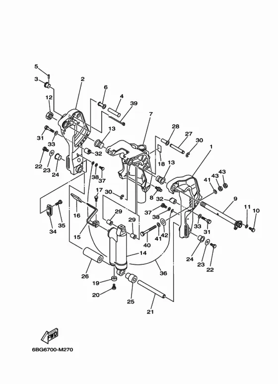 Кронштейн 2 для Yamaha F30 E(H/D/T)S/L/X