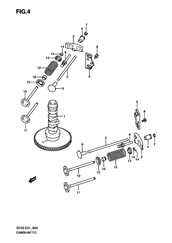 Распредвал для Suzuki DF25 V-twin S/L; RS/L; QS/L; TS/L