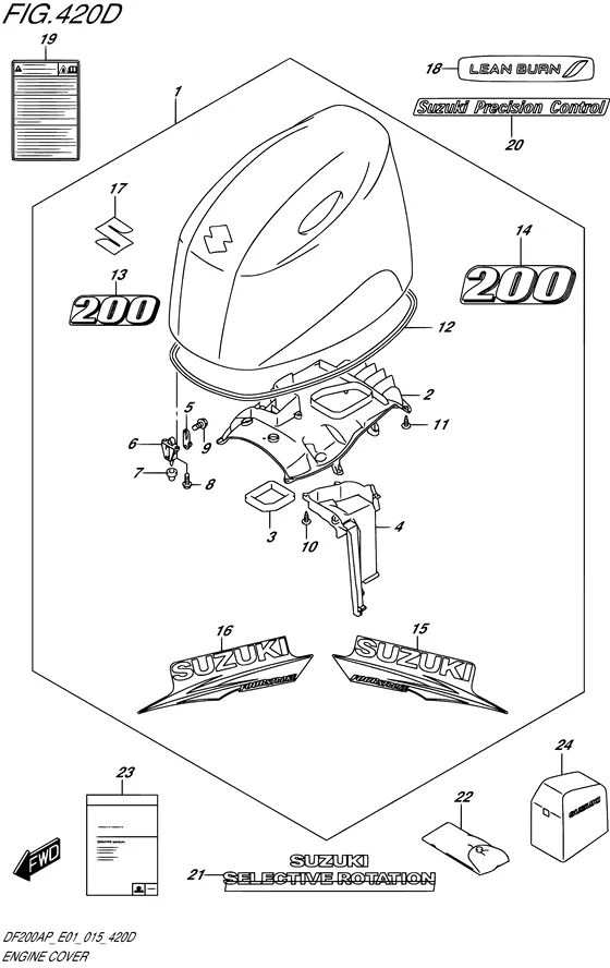 Крышка двигателя ((FOR Y5S) (DF200AP E40)) для Suzuki DF200A PL/X