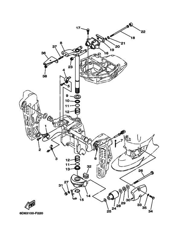 Кронштейн 2 для Yamaha F100 ETL/X